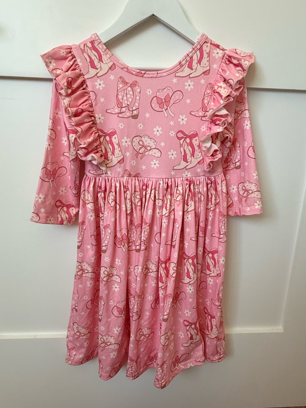 Mila Rose Girls Pink Ballet Print Ruffle Dress